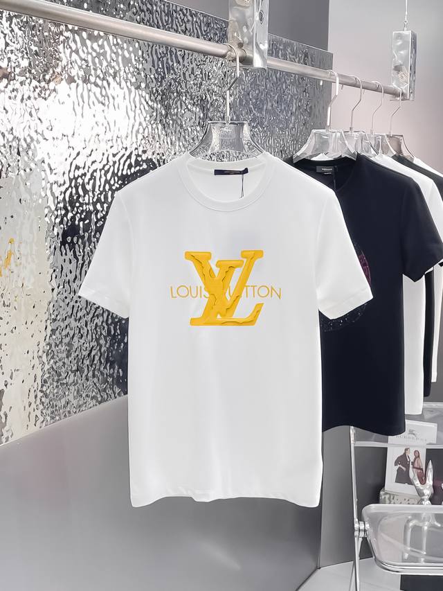 Yan Louis Vuitto*驴家 2025Ss新款短袖圆领T恤，高端定制丝光棉面料，设计前卫时尚！高工艺制作，经典Logo设计，手感柔软.穿着舒适.专柜级