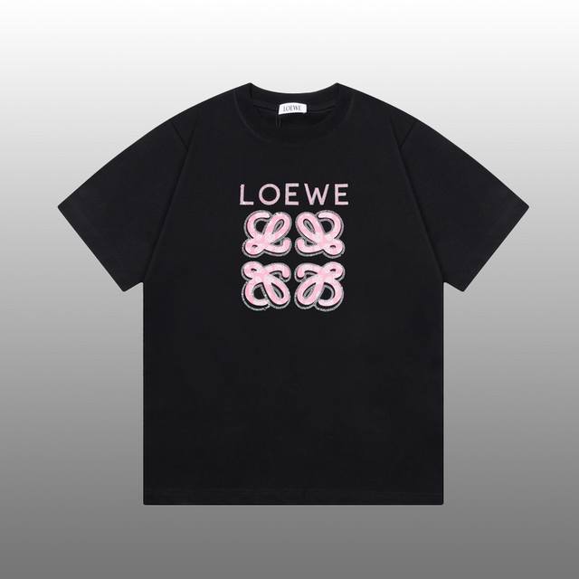 Loewe 罗意威 烫钻Logo印花百搭潮流短袖T恤 吊牌 领标 水洗唛 三标齐全 高端26S双纱面料男女同款 尺码：S-Xxl 颜色：黑色，白色