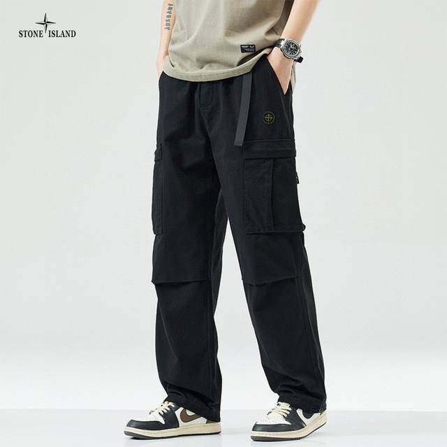 Stone Island石头岛海外版25Ss新款三色Ins大口袋工装机能风工装裤 裤子版型宽松 细节完美 水洗工装面料耐磨耐脏 立体裁剪宽松版型 进口机器印花反