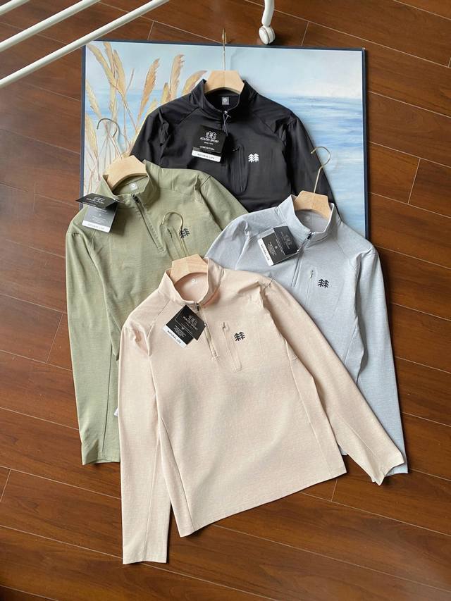 颜色;黑色，灰色，绿色，卡其色， 尺码;M-5Xl 可隆户外运动半拉链功能性卫衣长袖打底衫 这款版型比较日常，抗菌速干科技，高效排湿专为运动设计，单穿也保暖属于