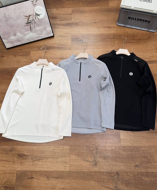 供 ，控 Lululemon 露露大标 秋季新款户外运动休闲纯色卫衣套头打底衫！ 半拉链设计秋冬季节户外跑步健身不二之选！可打底可单穿！男女同款！ 华夫格面料手