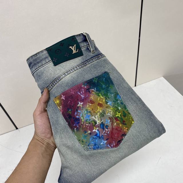 顶级版本 特价 正常售后！2025春夏欧洲专柜新款 超A代购级别海外贸易公司订单货源，顶级原单高端男士定制时尚修身小直筒牛仔裤528～21 颜色：图片色 尺码：