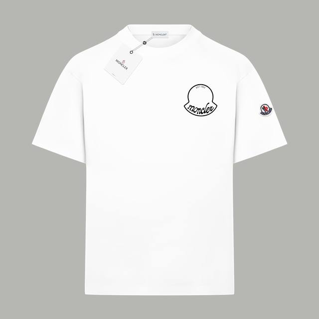 Moncler 蒙口 官网同款 1952经典Logo标识字母 印花双纱纯棉短袖 - 300G双纱纯棉顶级面料 手感柔软 百分百纯棉独家出货 定染硫化黑无尘处理面