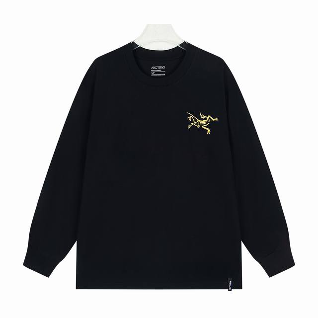 最高版本270克双纱面料Arcteryx始祖鸟 前后高级渐变印花Cormac 系列 Logo Ls纯色圆领长袖T恤男女同款 原版定制辅料 吊牌 包装袋 洗水麦