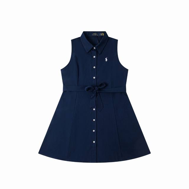 长期补货 拉夫劳伦Ralph Lauren小马Polo领扣子美式衬衫束腰无袖长裙 尺码：S M L 颜色：白色 粉色 藏青 浅蓝 款号：678