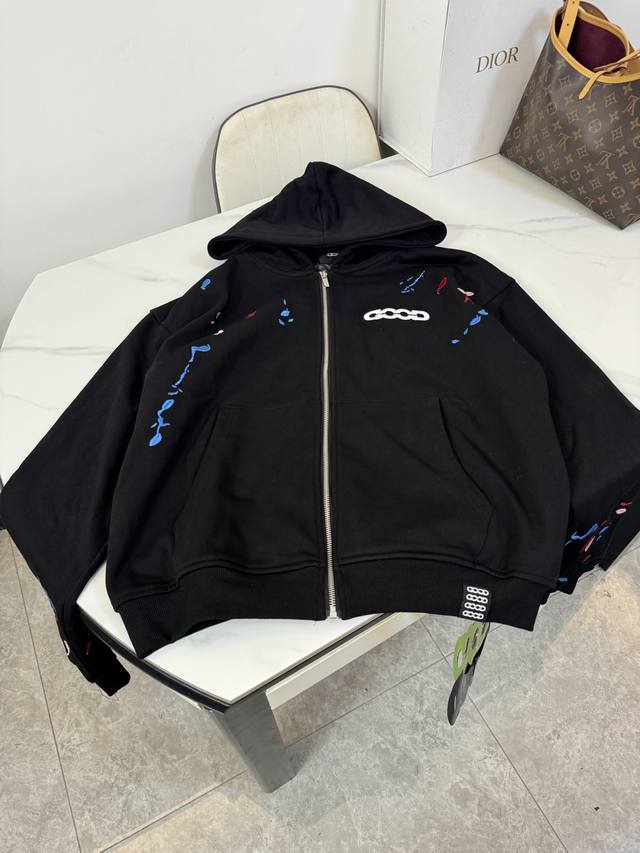 款号：F101 Goodbrand官网款糖果刺绣泼墨连帽套头卫衣男女同款 面料：采用500G超高质量克重！ 版型：官网原版购入打版 三标：官网20公分定制吊牌！
