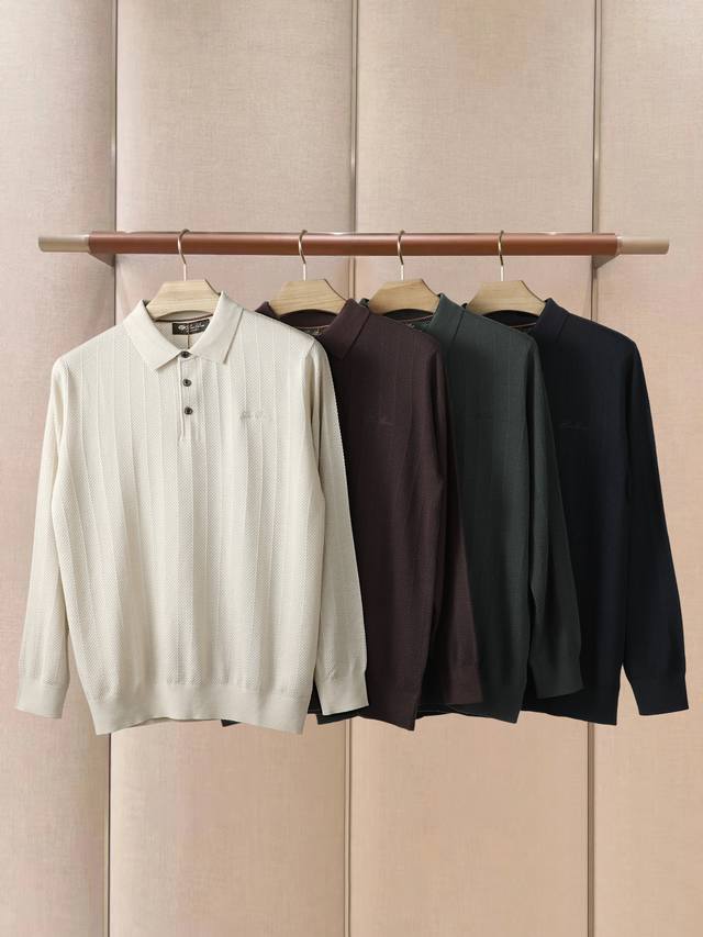 颜色:米白，咖啡色，墨绿色，宝蓝色 码数:M-3Xl 秋冬新品羊毛针织翻领系列 面料成分:100%羊毛 超级简约大方的版型设计，Fgt胸前刺绣经典图案，商务休闲