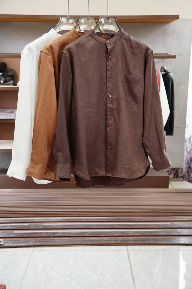Lp2550年春夏系列 H8212 1:颜色：白色 摩卡 棕黄 2:尺码：M-4Xl 3:版型：新中式纽扣长袖衬衫 宽松版型 4:成份：100%亚麻，超级天然植