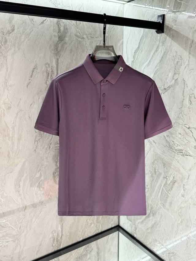 菲拉格慕，2025春夏新品，专柜同步有售，简约时尚休闲Polo短袖，原版进口面料，舒适透气，顶级刺绣工艺字母图案装饰Logo，档次极高，独特设计，上身时尚帅气！