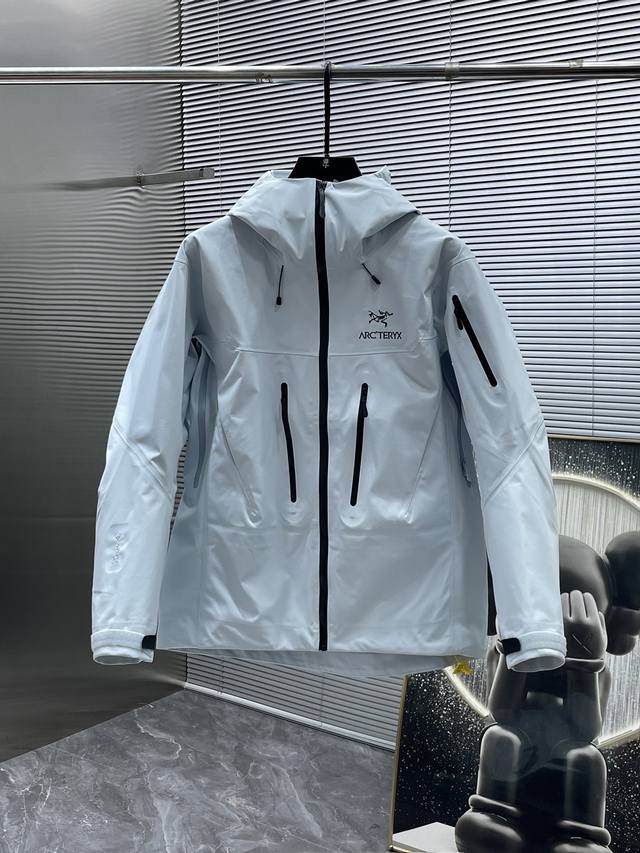 七代冲锋衣 顶级全溢胶版本 Arcteryx 始祖鸟 Alpha系列 Sv 第7代 Gore-Tex Pro 刺绣Logo图案休闲运动连帽拉链硬壳冲锋衣 Gor
