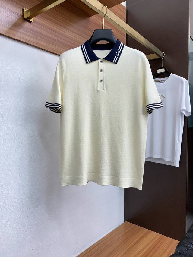 Alo 男士高端简约翻领加厚针织毛衣短袖Polo衫 ，香港洋行渠道货，纯正血统品质，25年秋冬 新款，经典王牌系列！ 高端奢华且白金级的一款经典基础款T恤，通体