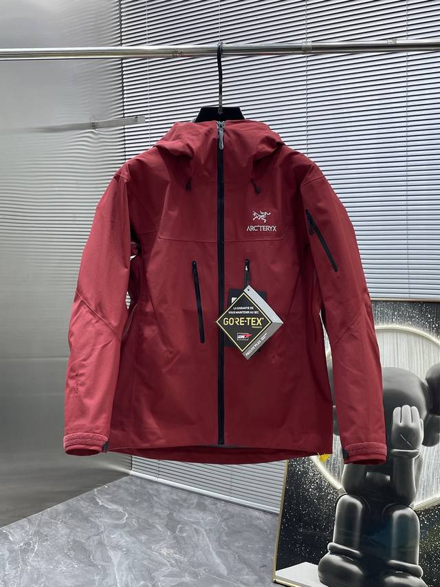 七代冲锋衣 顶级全溢胶版本 Arcteryx 始祖鸟 Alpha系列 Sv 第7代 Gore-Tex Pro 刺绣Logo图案休闲运动连帽拉链硬壳冲锋衣 Gor