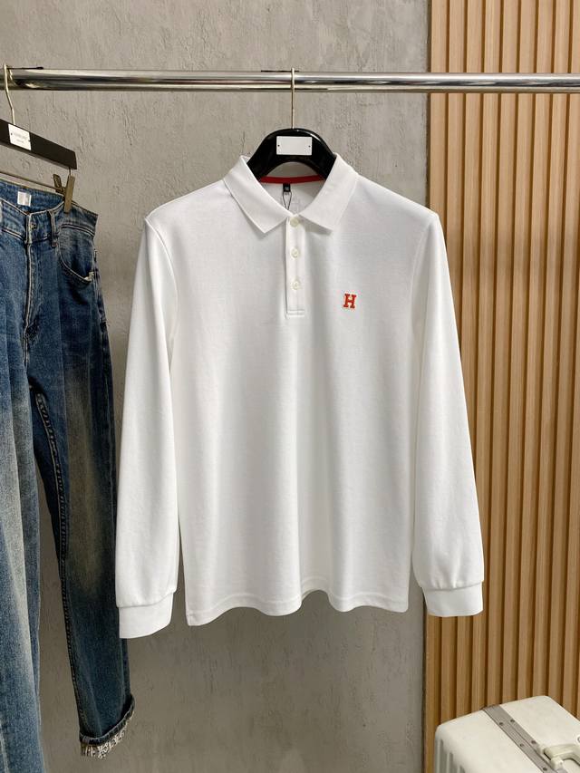 开春新品 爱马仕 独家专供新款原单男士Polo长袖高端定制 高版本 时尚百搭爆款原版进口纯棉面料 胸前Logo图案设计 手感超柔软细腻 穿着亲肤舒适 高端精品