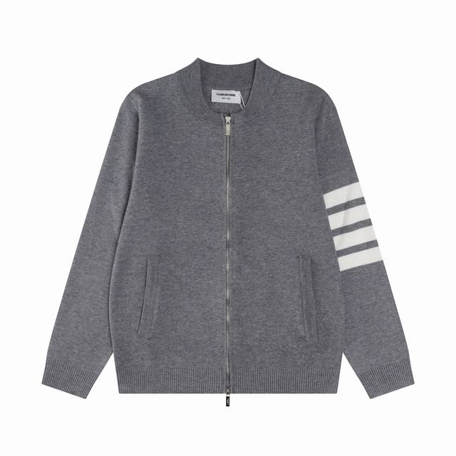 Thom Browne 汤姆布朗 拼色拉链开衫 Tb经典四条杠基础风格 年年都穿的经典款必须选择品质全部对色定染含羊毛的棉纱线，柔软亲肤，双层针织很厚实，手感无