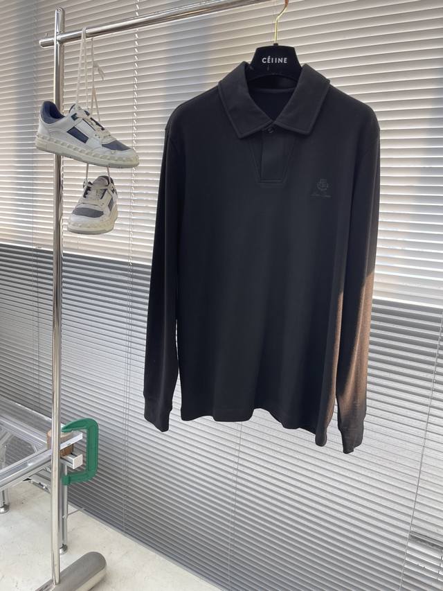 Loro Piana 25秋冬翻领打底衫 选用德绒小条 面料细腻柔软上身舒适 简约时尚 适配商务、休闲等多种场合 码数：48-56 M-3Xl