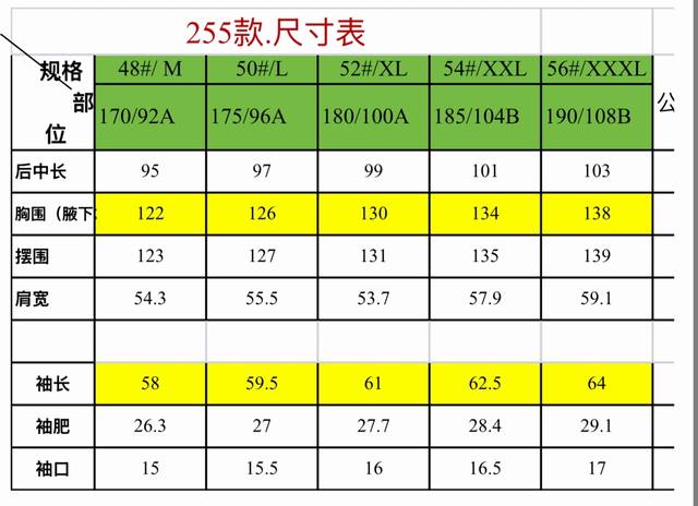 羽绒 蒙口长款羽绒服尺寸表 255Fjl