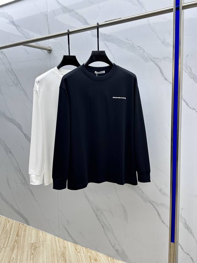 Alexander Wang 亚历山大 王 - 2025早秋新品，时尚休闲圆领长袖T恤，同步有售，顶级印花工艺字母Logo，工艺精湛，独特设计，档次极高，上身帅