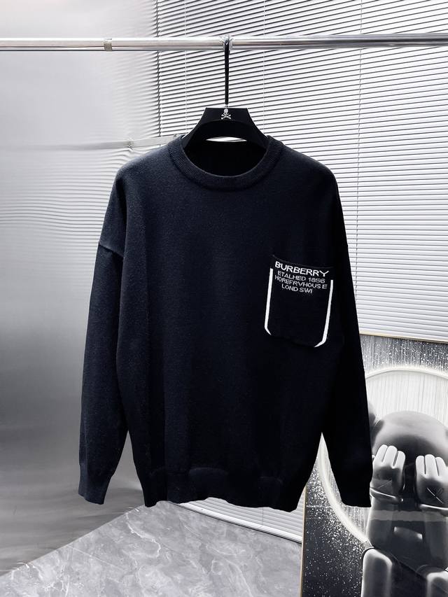 巴宝莉 Burberry 秋冬新款 羊毛混纺 圆领 长袖 毛衣 羊毛衫 打底衫，高端版本！专柜定制面料 透气舒适度高，细节无可挑剔，品牌元素设计理念，体现高品质