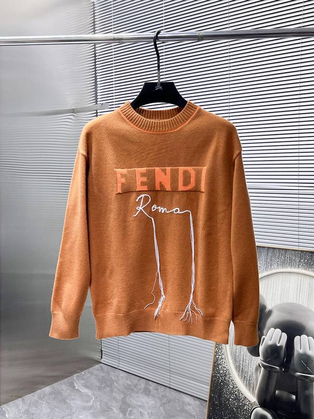 芬迪 Fendi 顶级版本 2025Ss新款 羊毛混纺 长袖 毛衣 羊毛衫 打底衫，高端版本！专柜定制面料 透气舒适度高，细节无可挑剔，品牌元素设计理念，体现高