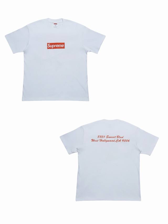 Su178# Supreme 洛杉矶限定 Box Logot恤短袖 男女同款 采用圆筒无缝工艺 原版工艺 衣服侧面没有缝合骨位 鉴定重点 面料：全都订织定染，2