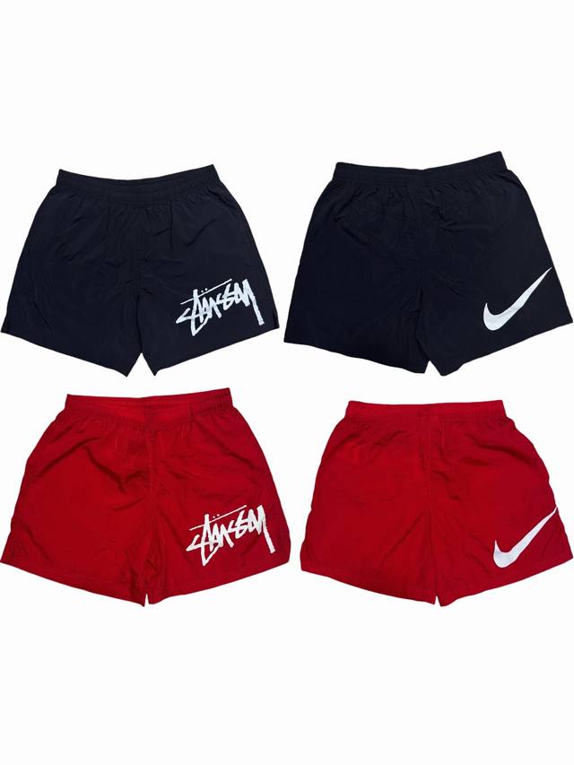 Sy83# Stussy X Nike 联名系列 Logo 字母中腰运动休闲短裤 男女同款 黑色 Nike×Stussy、绝配潮流运动休闲结合。 选用卡丝尼龙面
