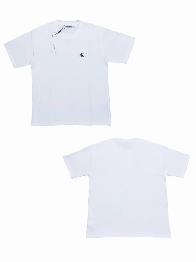 Ck502# Calvin Klein Ck 纯色Logo刺绣圆领休闲短袖T恤 纯色的圆领T恤加上Logo的刺绣 走上简约风格的道路 让基础款发挥到极致 颜色：
