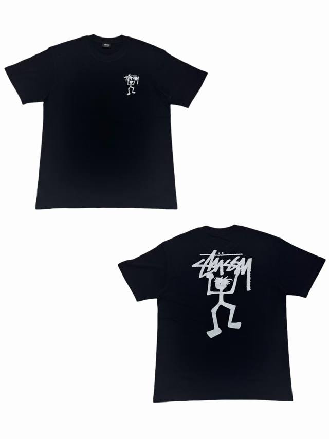 S249# 白底图 Stussy T-Shirt字母印花圆领短袖T恤 男女同款 采用圆筒无缝工艺 原版工艺 衣服侧面没有缝合骨位 鉴定重点 面料：全都订织定染，