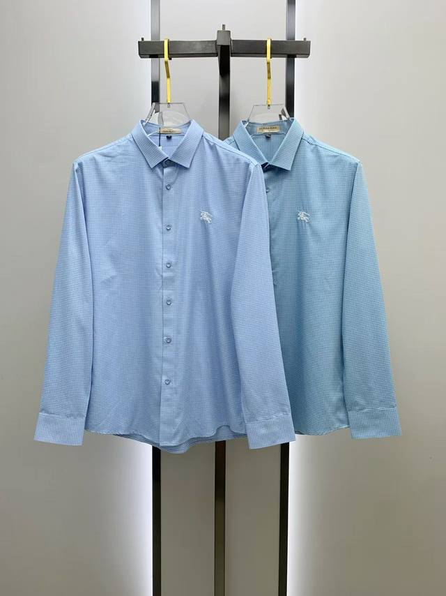 Burberry巴宝莉 2025Ss新款长袖衬衫 衬衣，精美刺绣Logo 高端版本，定制面料 透气舒适度高，精工制作，细节处理完美无可挑剔，品牌元素设计理念，体