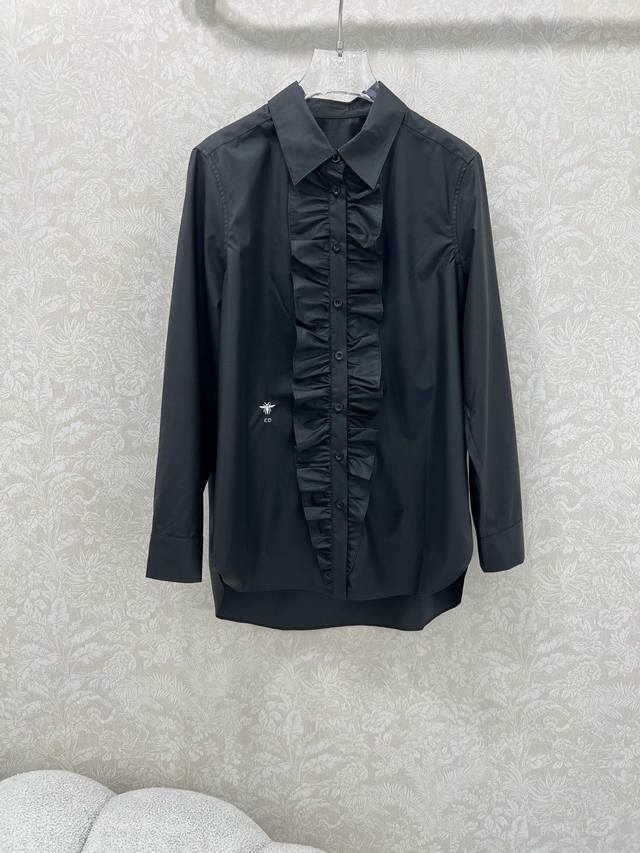 Dio*25早秋新款翻领前襟荷叶边衬衫褶皱花边工艺设计 经典侧边开叉版型显瘦又高挑！品牌小蜜蜂刺绣 复古宫廷风可甜可盐气质上身美到没朋友！自带优雅华丽感！白富美
