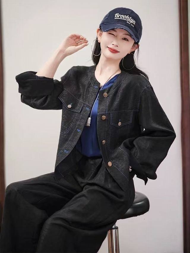 重磅100%人丝香云纱套装！高版本！非遗线:西雅图香云纱套装｜100%人丝龟裂纹套装，Smlxl