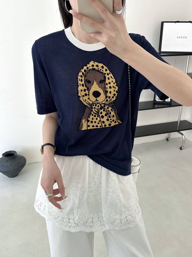 新款韩版宽松显瘦百搭休闲短袖T恤卡通印花圆领上衣潮 成分：53.9%腈纶，37.0%莱赛尔，9.1%亚麻