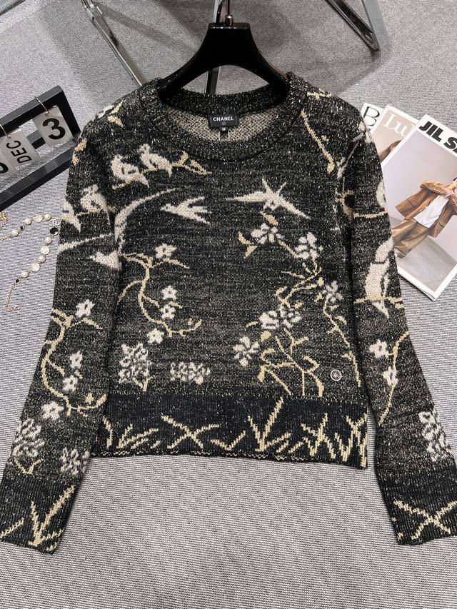 Chane* 2025早秋新款针织上衣，杭州系列，采用花鸟绣花工艺，超级精美Sml