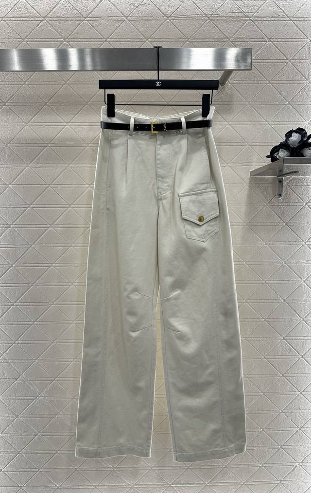 Saint Lauren*2025新品上架 腰带牛仔直筒长裤 定制Yb斜纹全棉材质 质感挺括 穿搭有型 阔腿直筒长裤版型 通体酵素水洗均匀染色 复古黑白百搭耐看