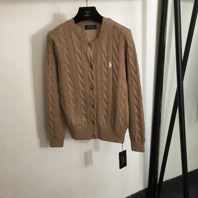 款号 7992 Polo Ralph Lauren 拉夫.劳伦新款 马球刺绣圆领长袖麻花针织开衫，白色，粉色，绿色，玫红色，橙色，蓝色，咖色，墨绿色， 均码；肩