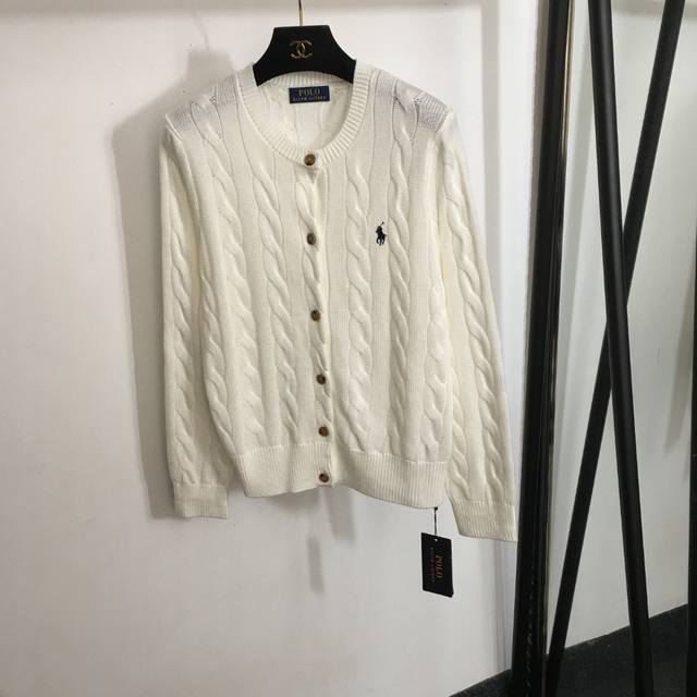 款号 7992 Polo Ralph Lauren 拉夫.劳伦新款 马球刺绣圆领长袖麻花针织开衫，白色，粉色，绿色，玫红色，橙色，蓝色，咖色，墨绿色， 均码；肩