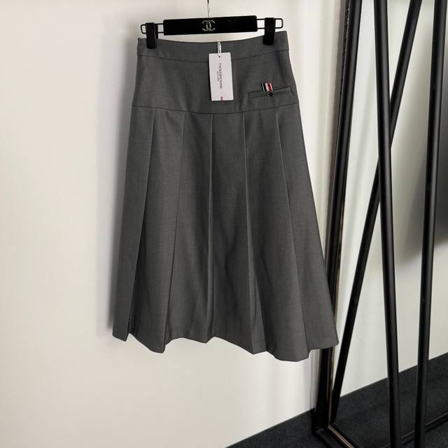 款号20255033 Thom Brown*Tb新款 学院风高腰百褶西装半裙，灰色，黑色，藏蓝色，S-Xl， S码：腰围68，长77；重量：0.495Kg