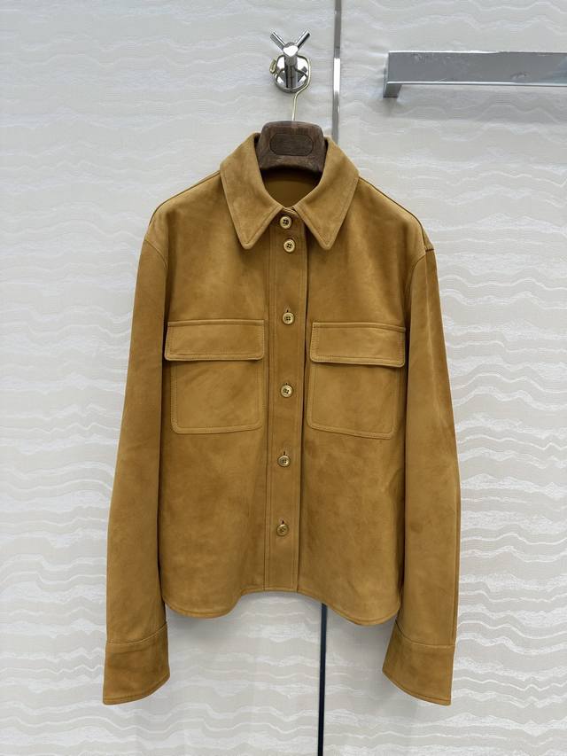 独家首发高端原单品质25Ss早秋新品！Lp老钱风穿搭7长期主义翻领衬衫外套！认准我家高定闭绒工艺品质！进口100%麂皮绒小羊皮！气质翻领不挑人版型慵懒随性的高级