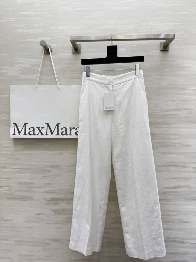 Maxmar2早秋新款 极简主义 亚麻直筒西裤 极简主义 定制高定密度亚麻面料挺阔有型 慵懒随性的高级单品 高品质 现货来Size：S M L S码腰围：68，