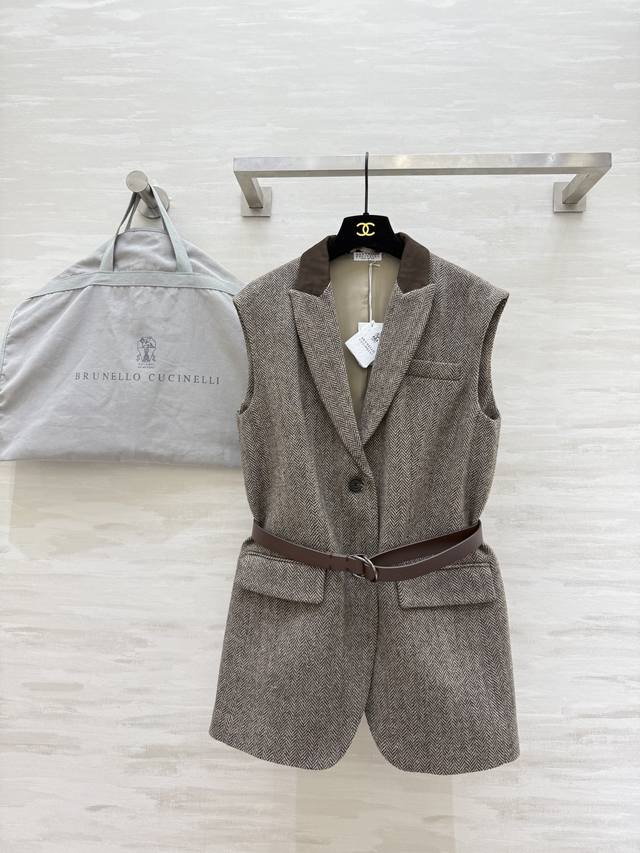 Brunello Cucinell2早秋新款 人字纹毛呢马甲外套 高品质定制 现货首发Size：S M L S码胸围：88，衣长：80