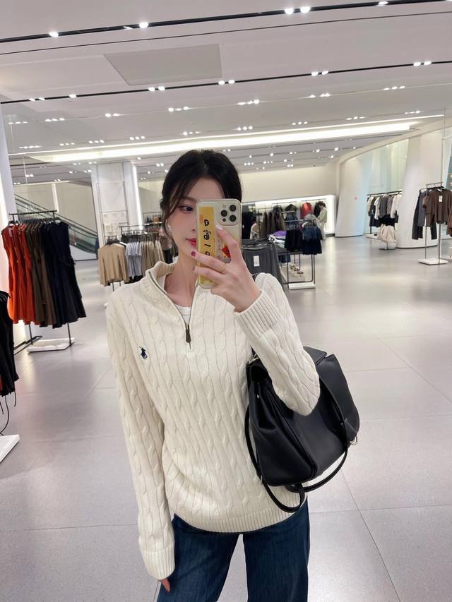 Ralph Lauren* 25Fw早秋新款 经典麻花纹理半拉链长袖毛衣丨独家高版出品！男女同款 立领+半拉链款，胸前口袋刺绣小马标点缀，低调又有识别度！上身真