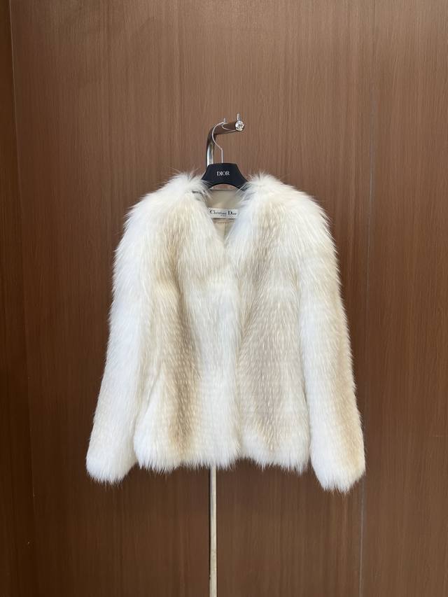 Dioar * 25年新款高品质狐狸毛皮草 进口芬兰大理石白狐 门襟拼接进口小羊皮 丝绸里衬 高级时尚 追求品质的宝宝必入单品 Sml 衣长62，胸围100，码