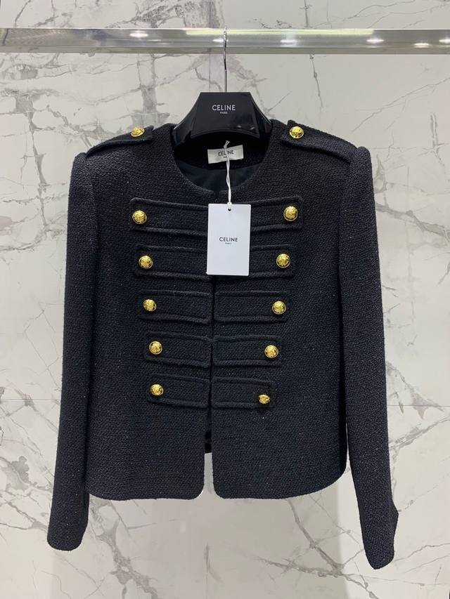 塞林双排扣粗纺金扣羊毛夹克 订制亮丝羊毛面料 双排装饰 复古时尚 码数Sml