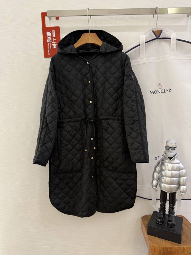 Moncler蒙口2025年新款 Etelan菱格纹连帽中长款羽绒服 码数：0-1-2 颜色：咖色*黑色