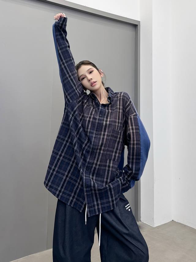 巴黎 ｜ 新款休闲衬衣，成衣洗水喷色前后拼接工艺，经典刺绣标，男女同款，尺码Sml