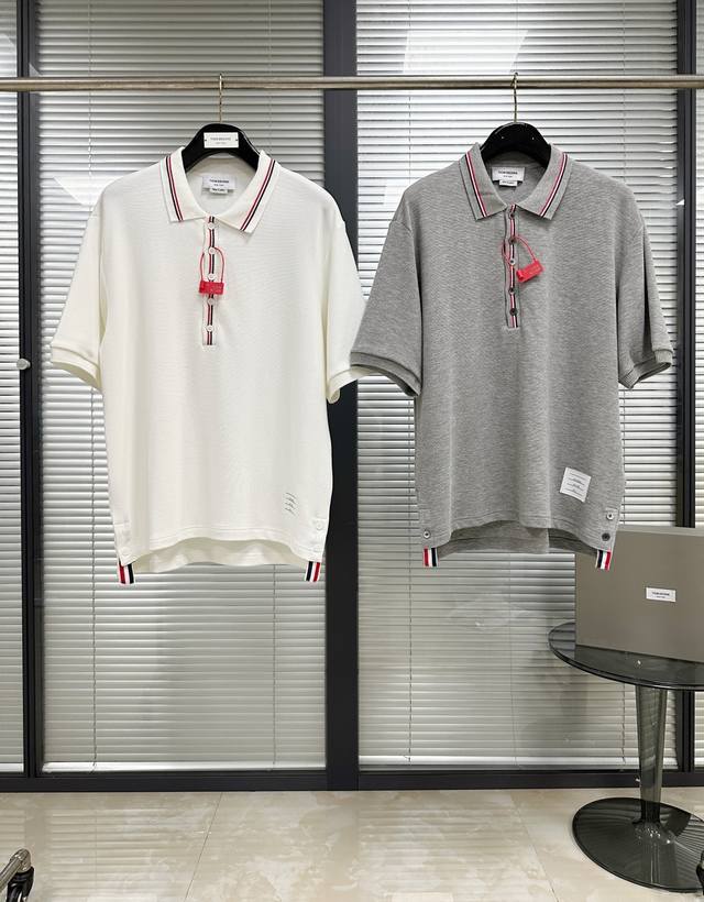 Polo 超细水波纹直棱纹短袖T恤 Thom Tb25Ss新季单品 水波支棱纹纯棉面料 100%纯棉面料 领口定制织带螺纹 面料微弹软糯 上身透气 Size：1