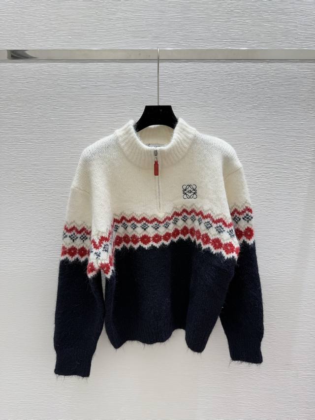Lo家 早秋新款 撞色条纹拼色高领针织长袖开衫 颜色：宝蓝 尺码：36.38.40