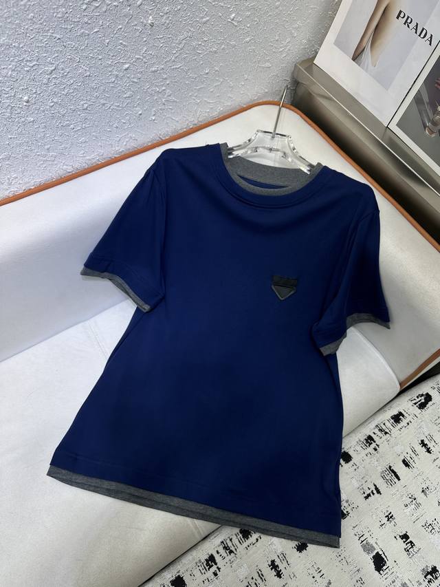 Prad* 25Ss新款拼色上衣 三角标装饰 白搭单品 高品质 跑量款 两色三码 Sml