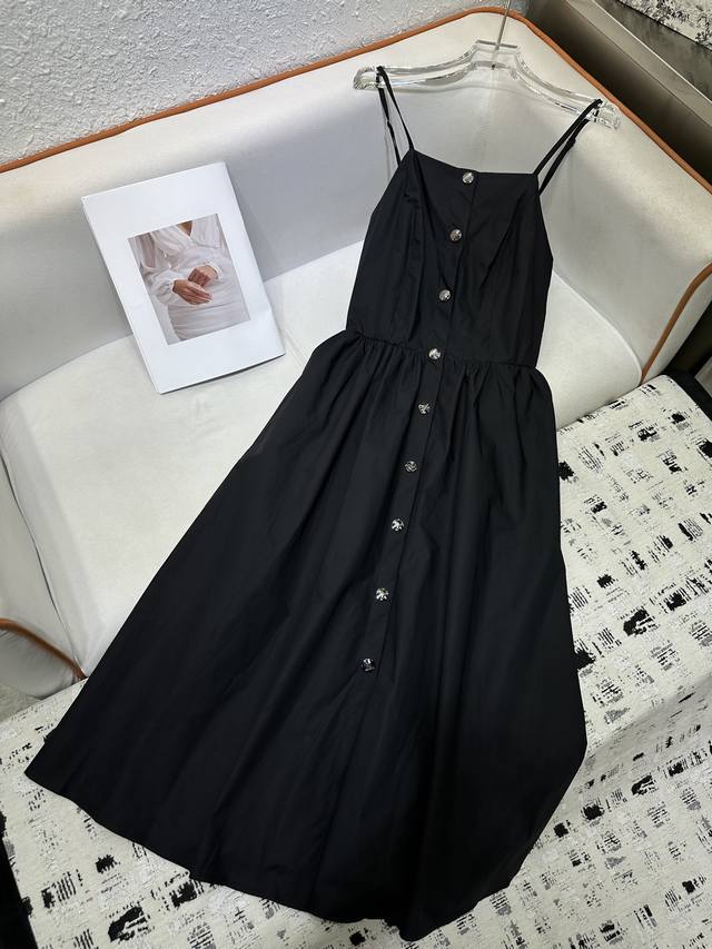 Prad* 25Ss新款吊带连衣裙 排扣装饰 上身显瘦气质款 两色三码Sml