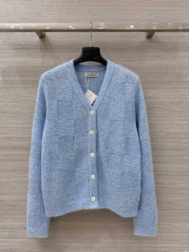 独家首发高端原单品质！行走的高定 Bc* 温柔海蓝色系闪耀的珠片刺绣马海毛羊毛针织开衫上衣！进口纱线软软糯糯的手感重工奢华绝绝子！瑞士机织工艺，气质优雅洋溢的低