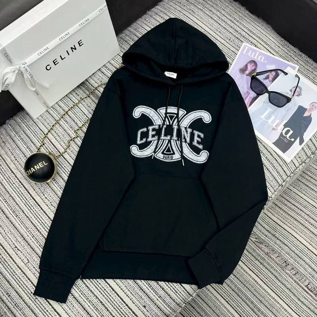 强烈推荐 25年早秋系列 Cel*新款连帽卫衣 凯旋门印花 两色Sml